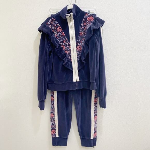 Rebecca Taylor La vie Ruffle Velour Purple Tracksuit size small - Picture 5 of 7